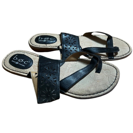 B.O.C Born Concept Black Leather Sandals Women's 8M