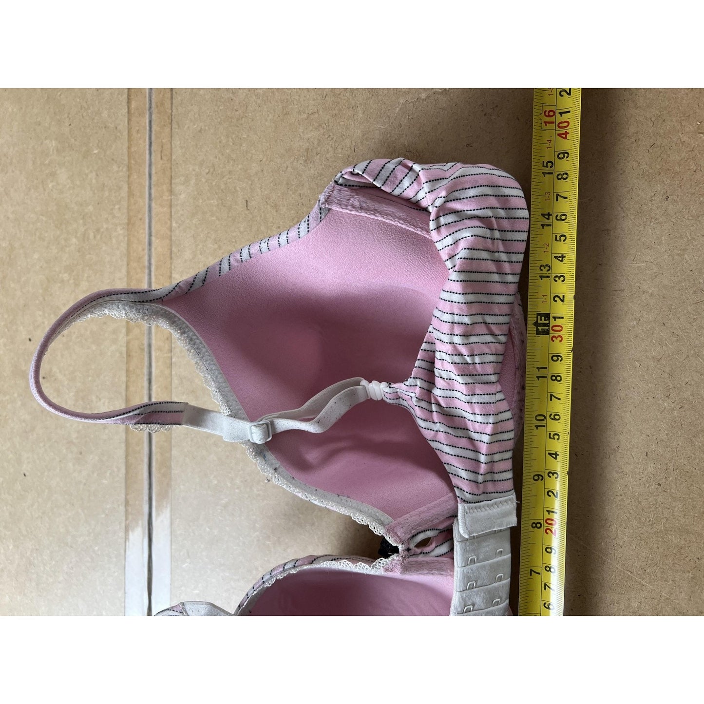 Victorias Secret Bra Womens 38C Pink Striped T Shirt Underwire Padded Everyday