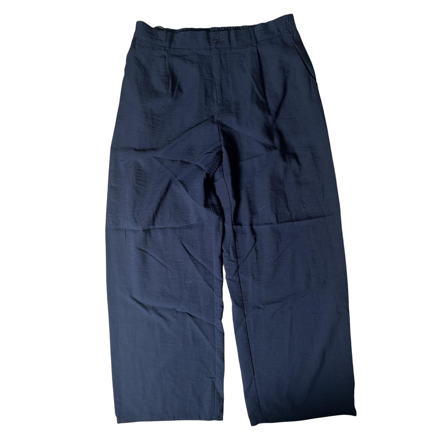 Feierisi Pants Mens 37x32 Blue Dress Rayon-Poly Relaxed Pleated Elastic Waist