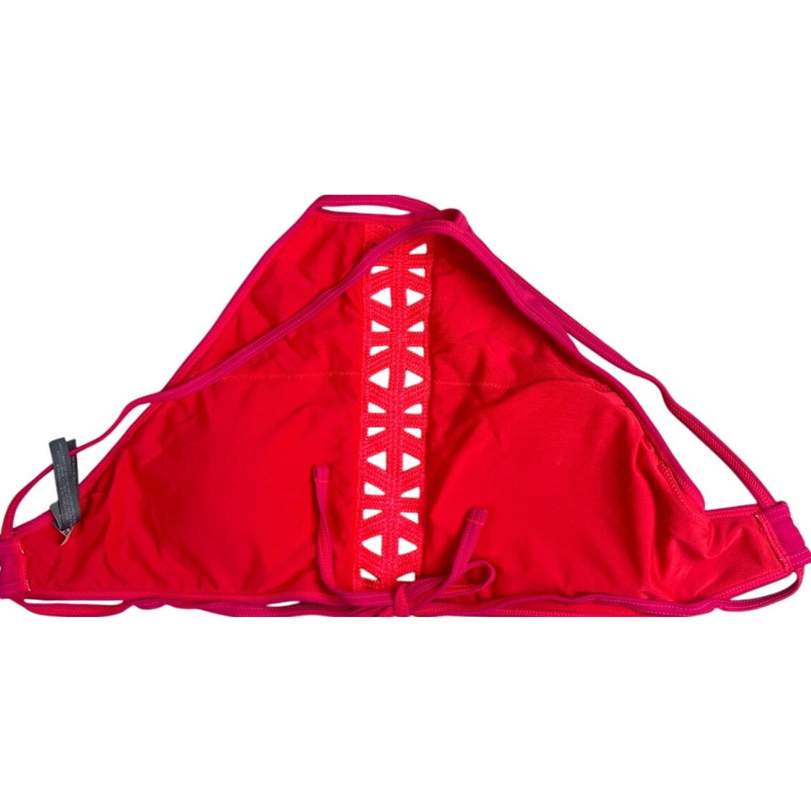 Aerie High Neck Crop Bikini Top Pink Cross Strap Back Tie Small S