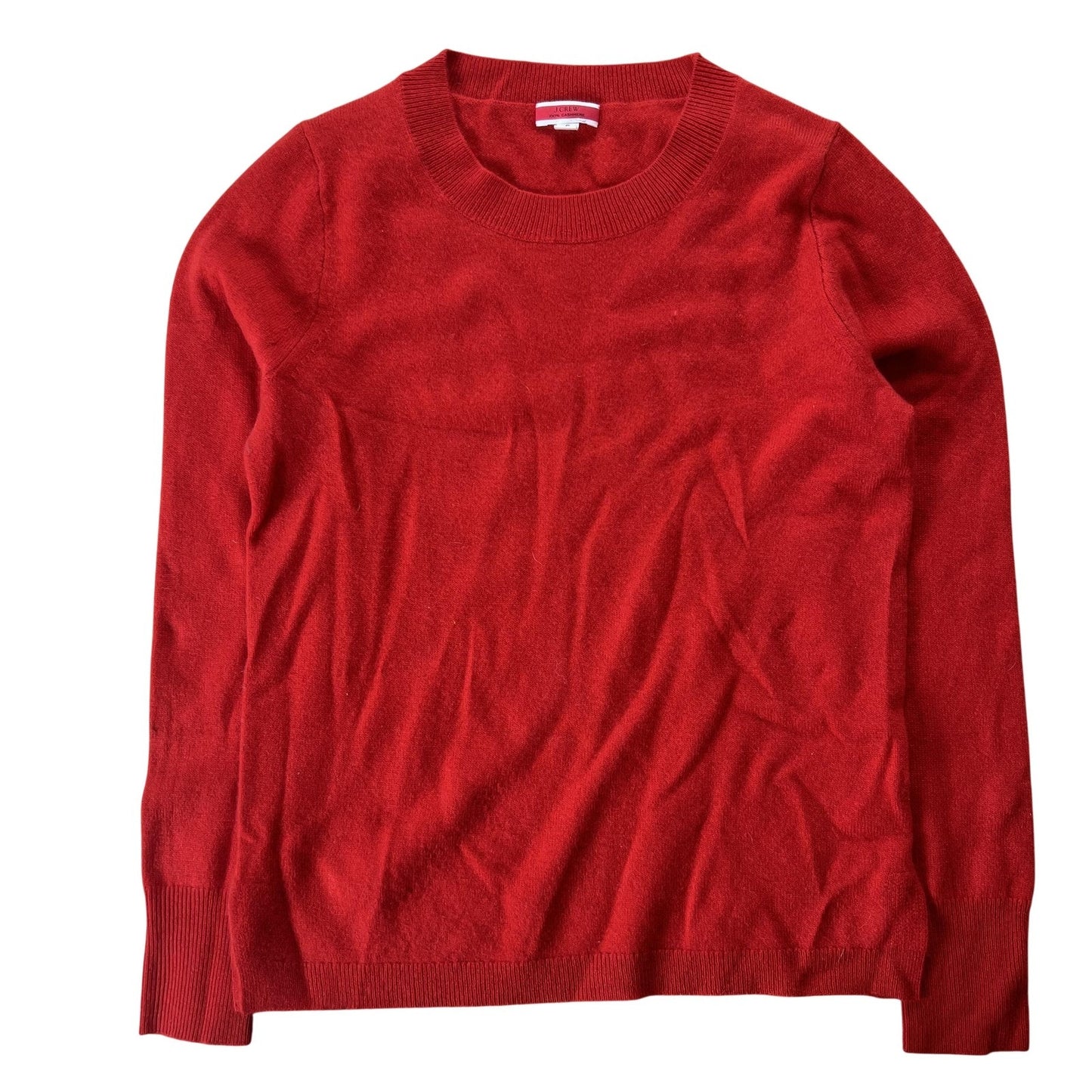 J.CREW Sweater Womens S Red Pullover Crew Neck Cashmere Raglan Lightweight