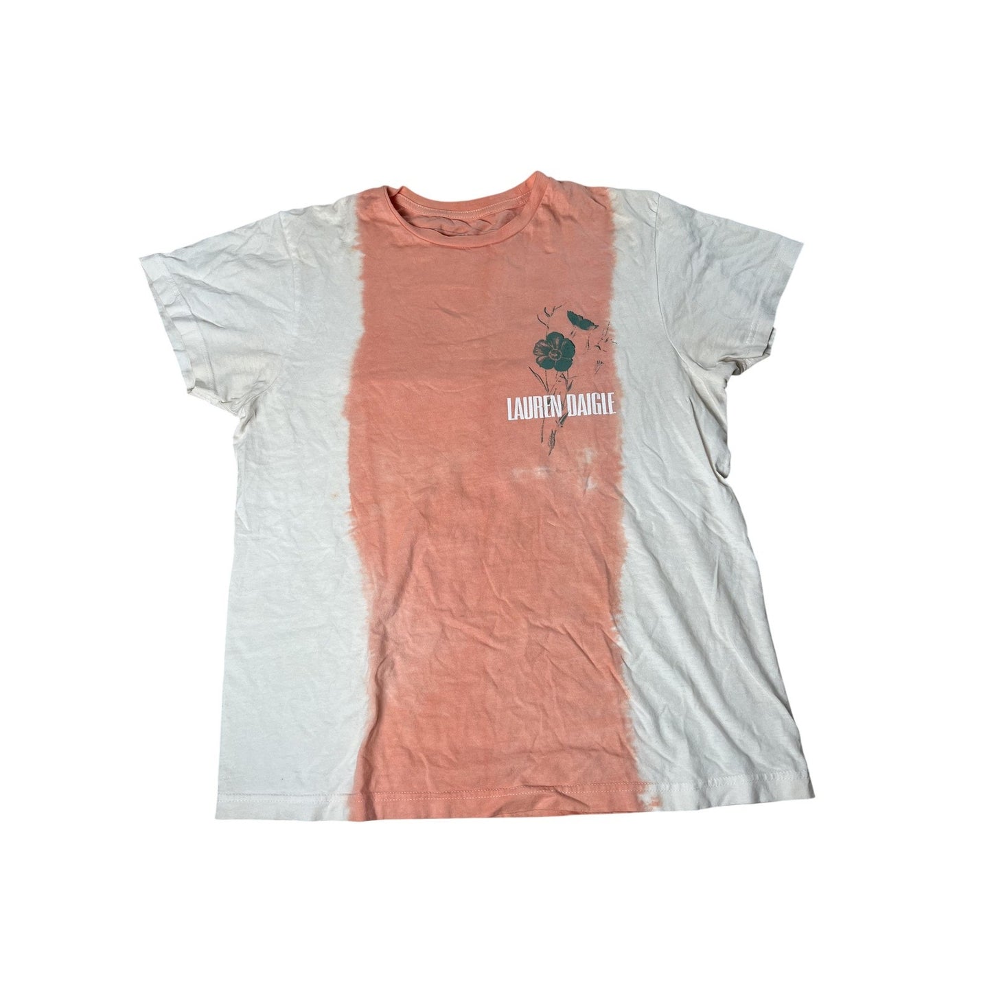 Lauren Daigle T-Shirt Womens M Pink Colorblock Crew Neck Short Sleeve Basic