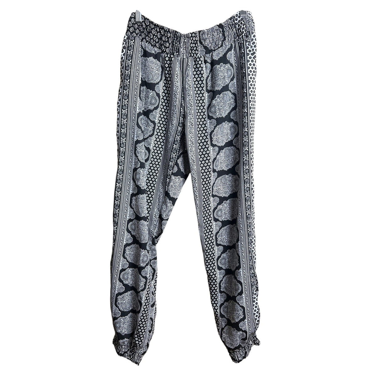 Elan Loose Wide Fit Women's Pants Size Large Black & White