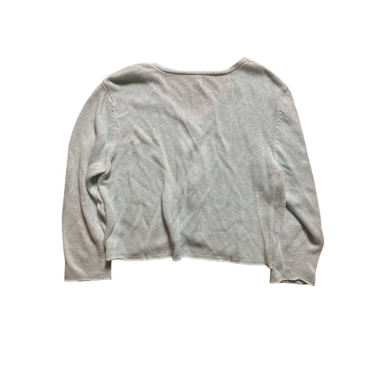 Eileen Fisher 100% Linen Teal Cardigan Women Size Large