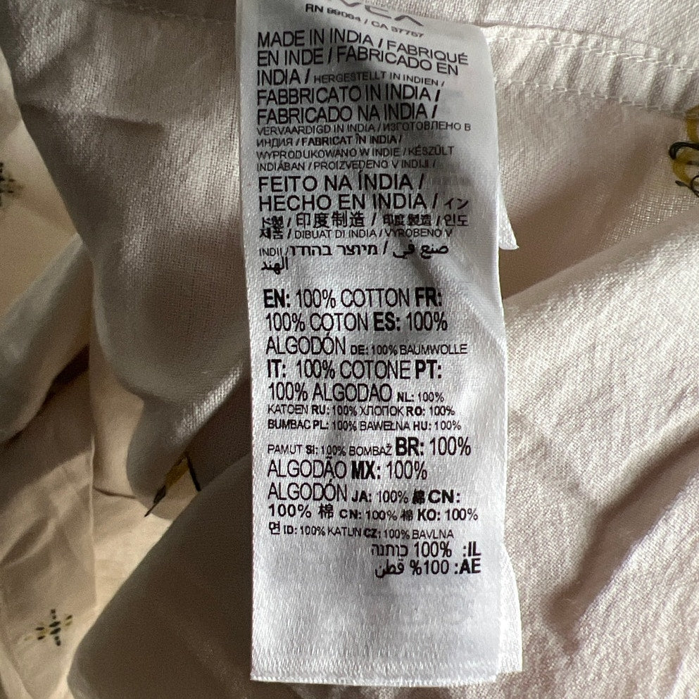 RVCA Mens Size M Oxford Short Sleeve Button Down With Embroidered Print Shirt