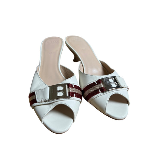Bally Of Switzerland White Heel Sandals Women Size 7.5