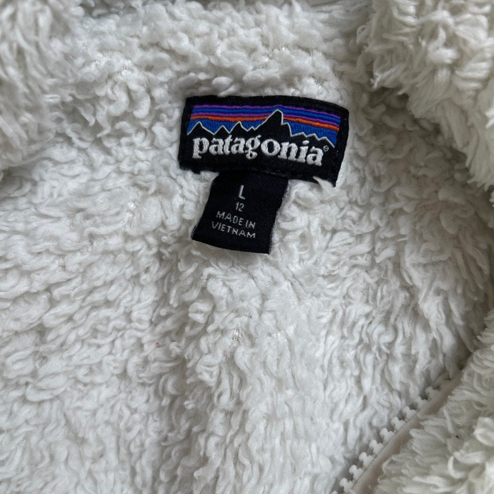 Patagonia Girls Large White Quarter Zip Pullover Fleece Jacket