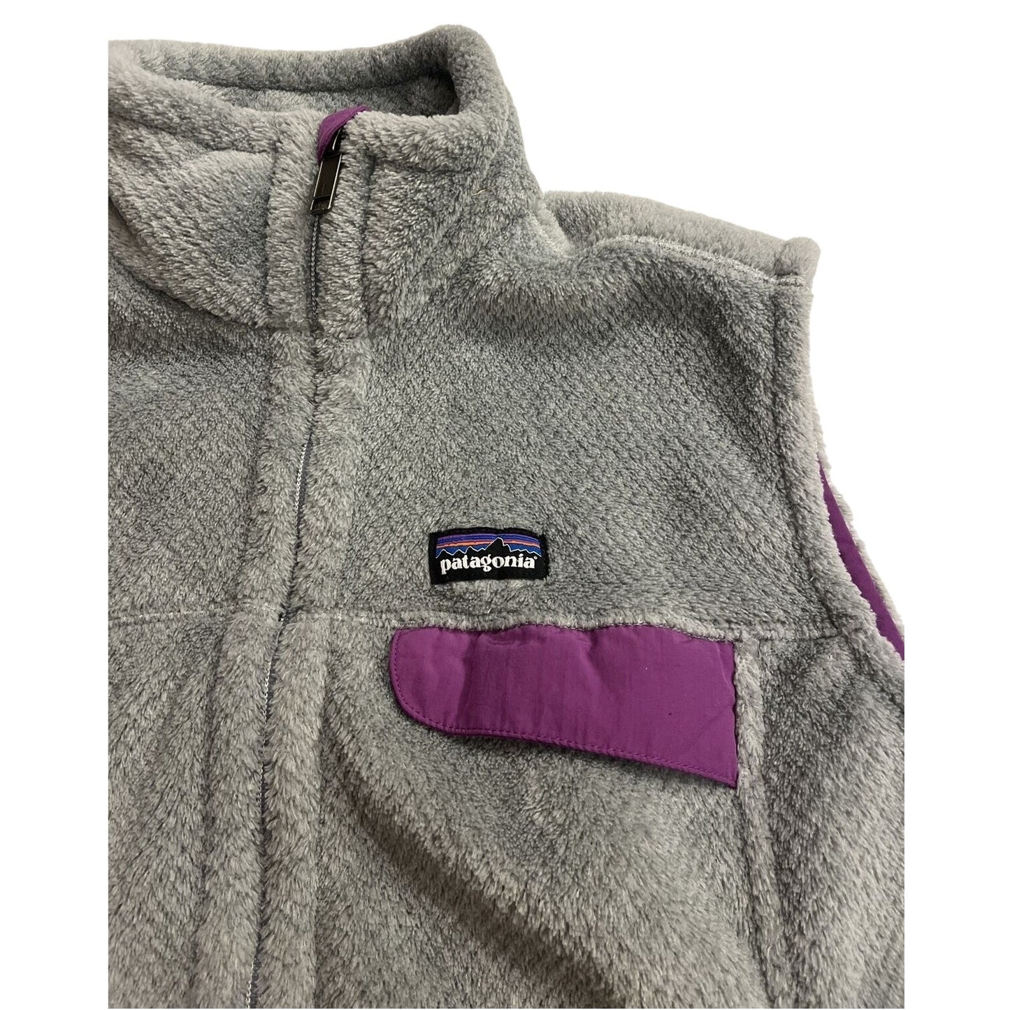 Patagonia Women's Re-tool Synchilla Vest Gray Purple Size Large L - EUC