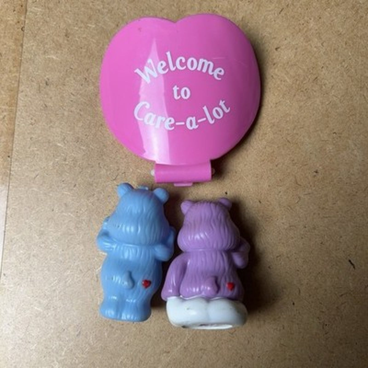 Care Bears Mini Figures & Heart Compact Playset Small Blue Purple Pink