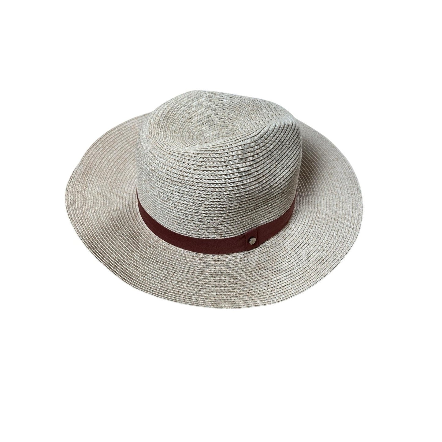 Nordstrom Hat Womens One Size Beige Straw Panama Wide Brim Travel Beach Summer
