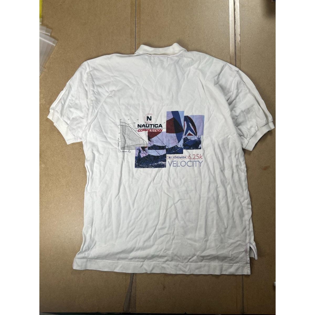 Nautica Shirt Mens 2XLT White Cotton Collared Big & Tall Competition Logo Pique