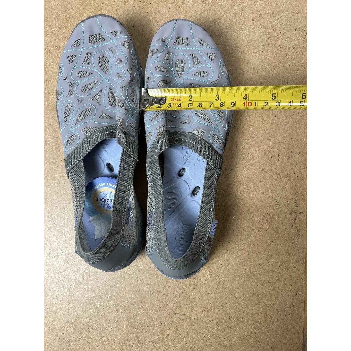 Jambu Slip-On Flats Womens 7 Gray Mesh Floral Barefoot Designs Water Trail