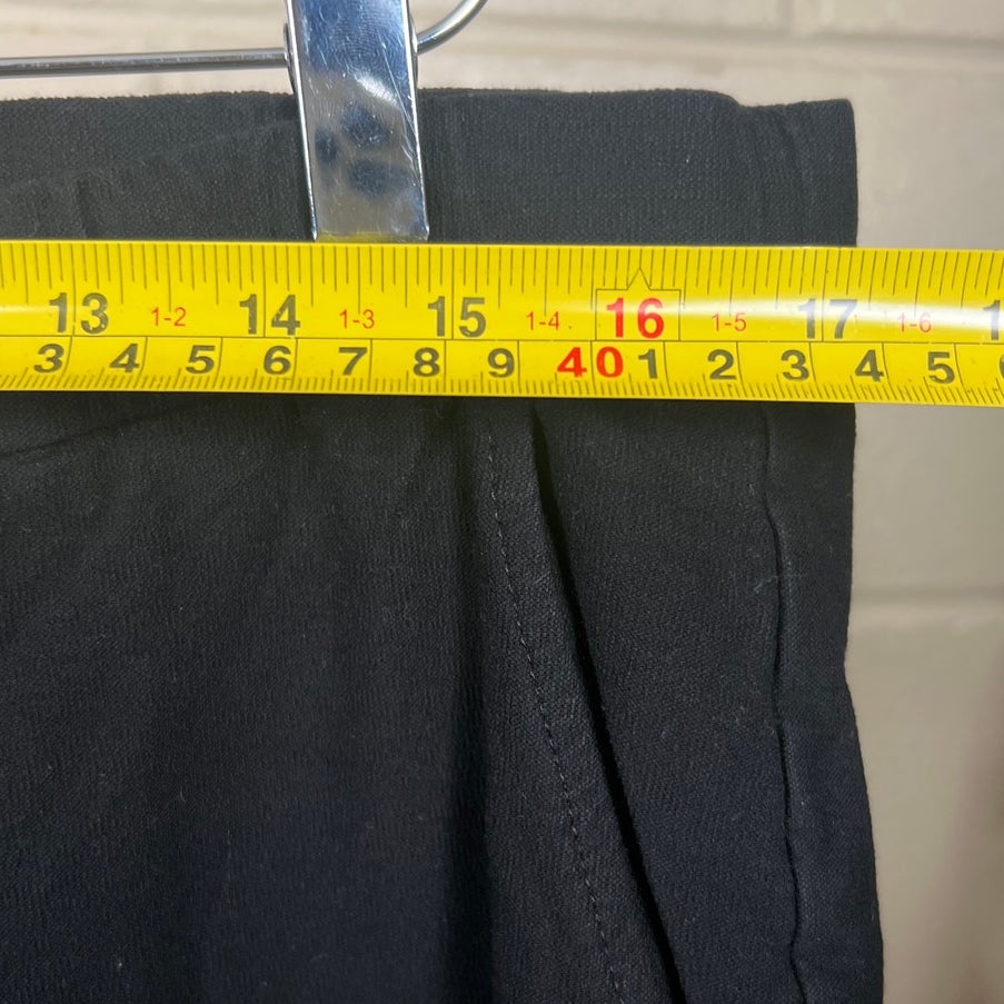 Eileen Fisher Large Ankle Pants Black Stretch Crepe Slim Leg