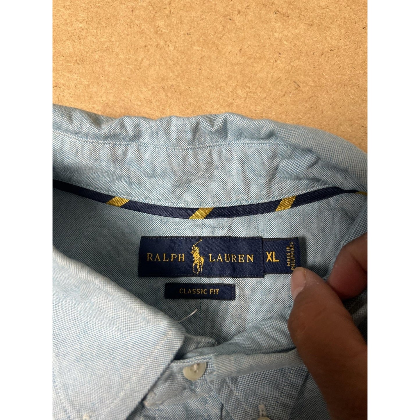 Ralph Lauren Shirt Mens XL Blue Chambray Long Sleeve Button Up Classic Fit