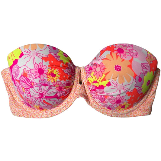Victoria's Secret Pink Floral Pushup Strapless Bikini Top 34C EUC