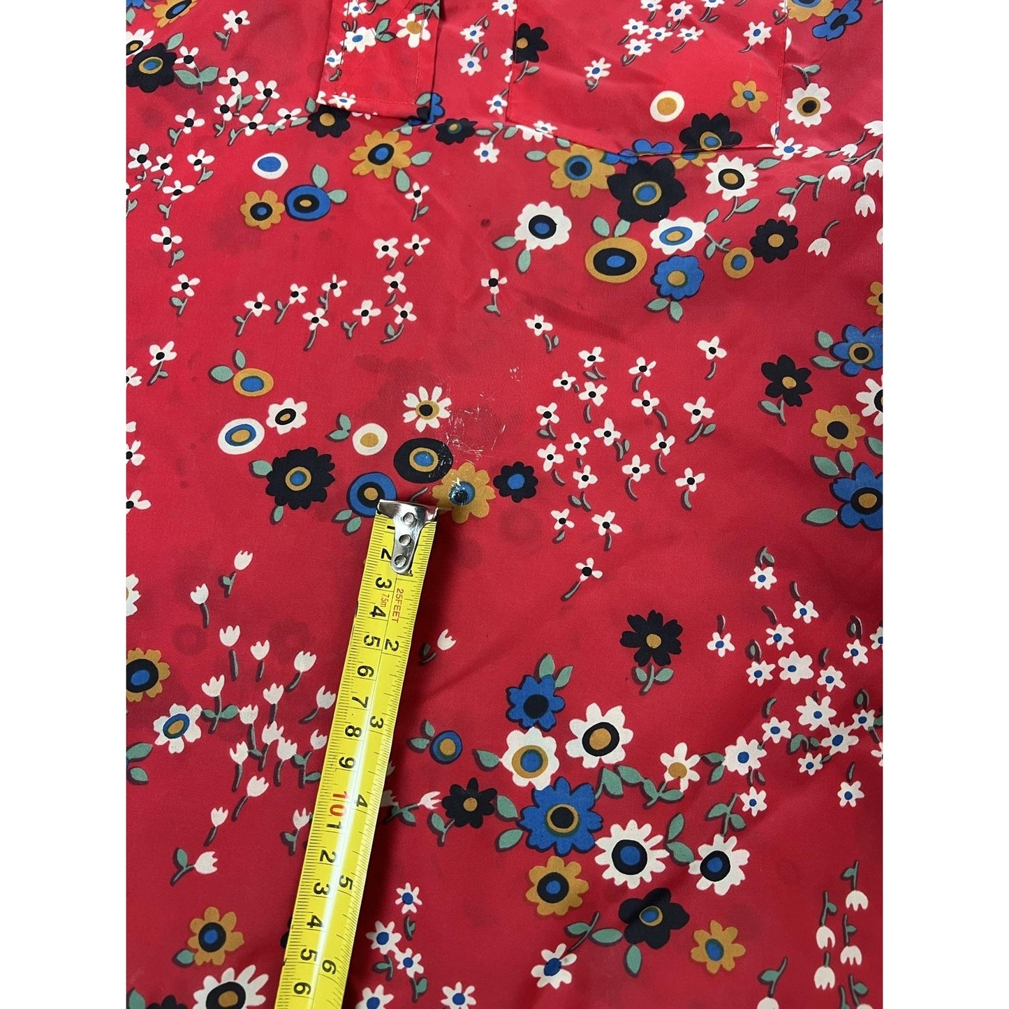 Skyr Button-Up Shirt Mens Small Red Floral Nylon Collared Vintage Long Sleeve