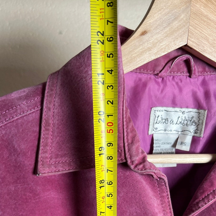 Vintage Live A Little Size PS 100% Leather Pink Button Jacket