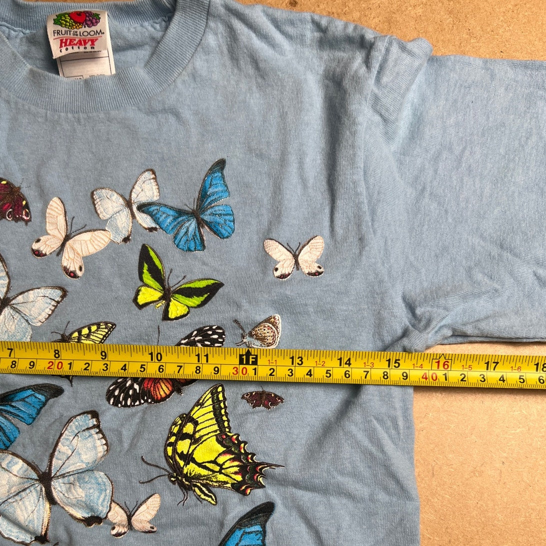 Blue Butterfly T-Shirt Kids 10/12 Glows in the Dark