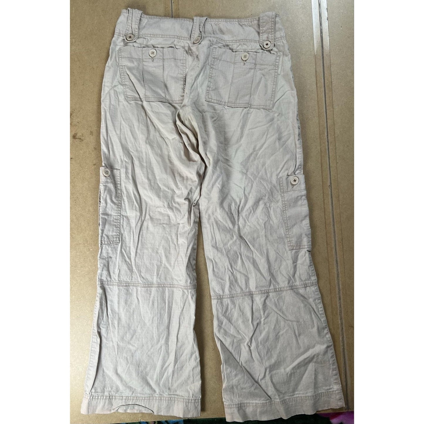 Glamique Pants Womens 8 Beige Cargo Twill Relaxed Pockets Button Travel Casual