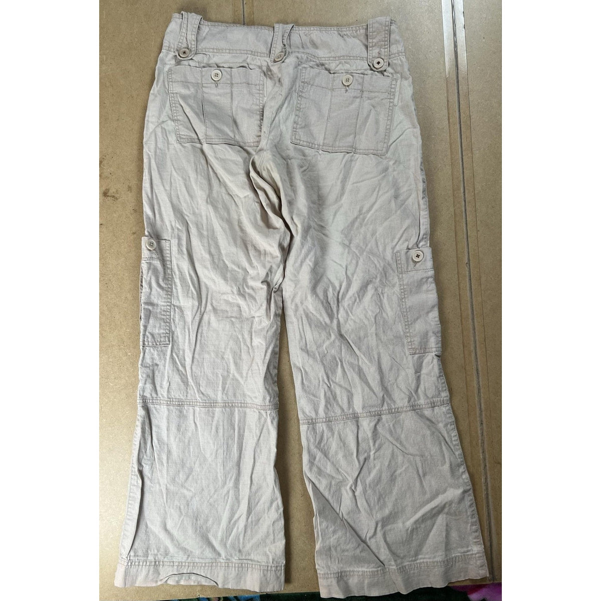 Glamique Pants Womens 8 Beige Cargo Twill Relaxed Pockets Button Travel Casual