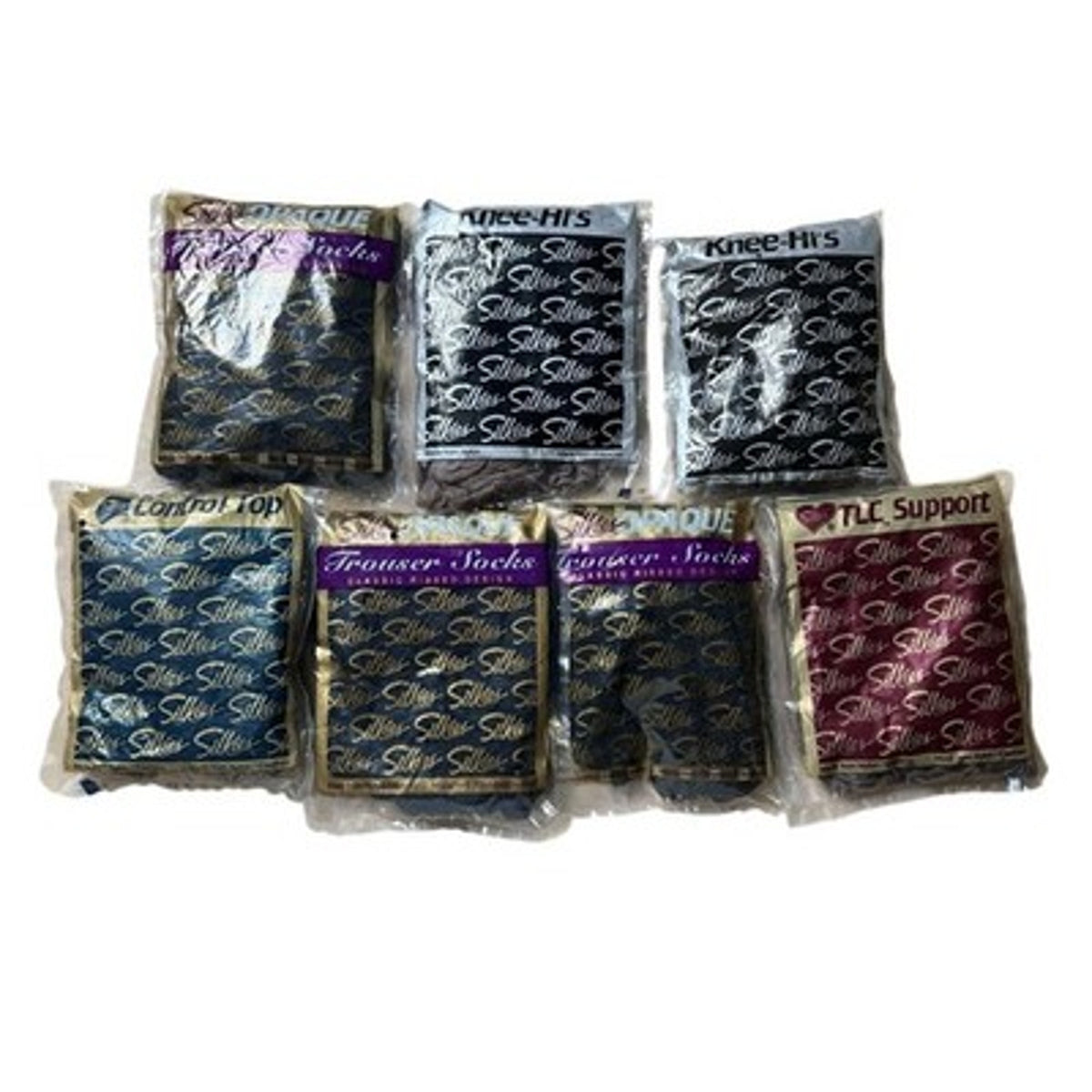 Silkies Pantyhose Womens Q Multicolor Opaque Control Top Support Lot 7 USA