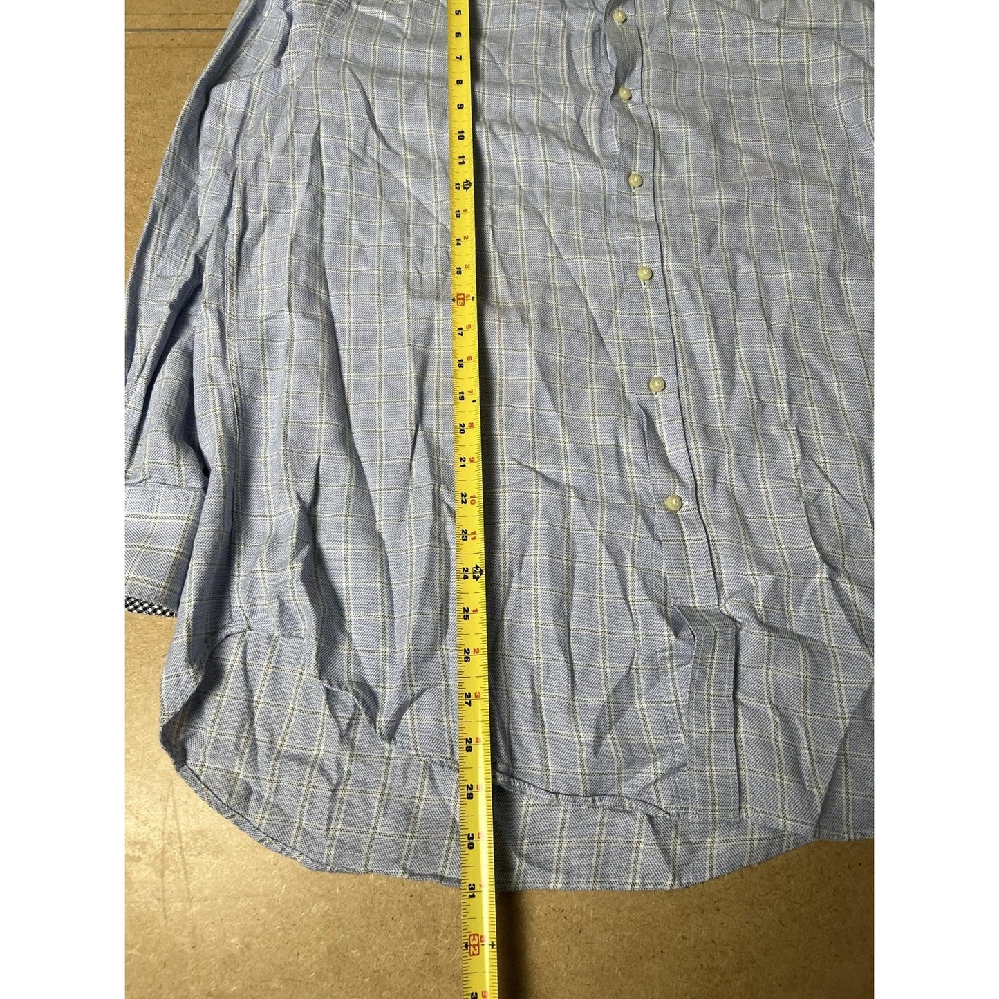 Jack Stone By Thomas Dean Shirt Mens XL Blue Check Long Sleeve Button Up Casual