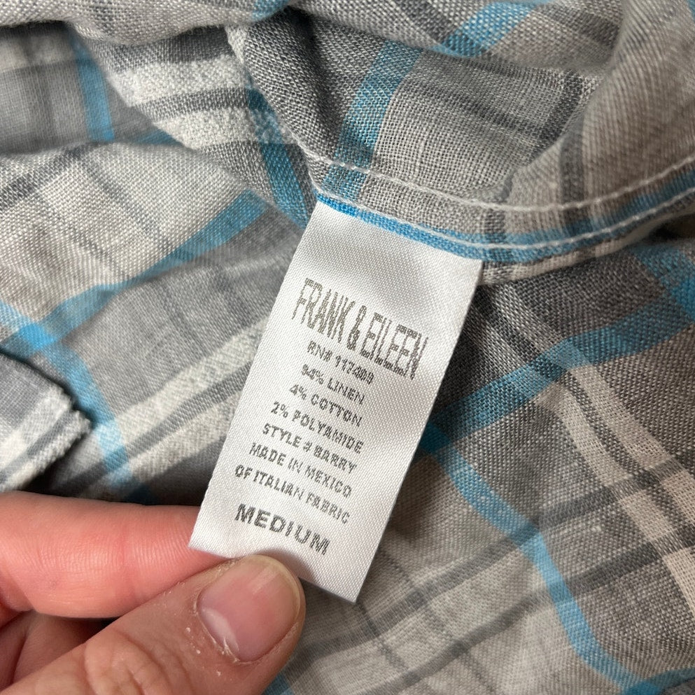 Frank & Eileen Blue Plaid Flannel Long Sleeve Button Up Women Size M