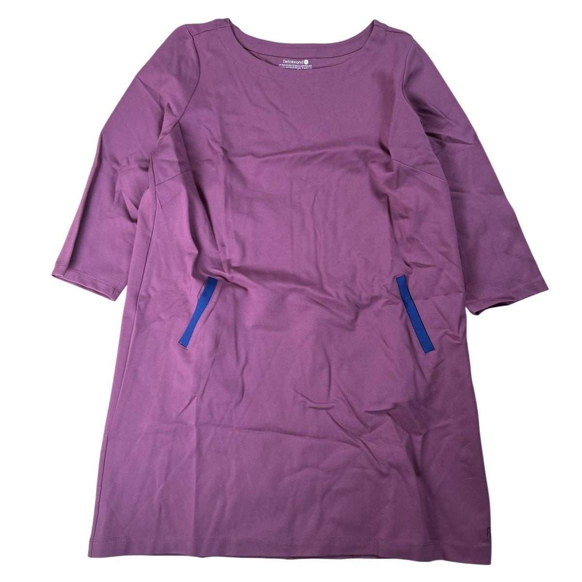 Betabrand Dress Womens 2XL Purple T-Shirt Dress Shift Knee Length Pockets