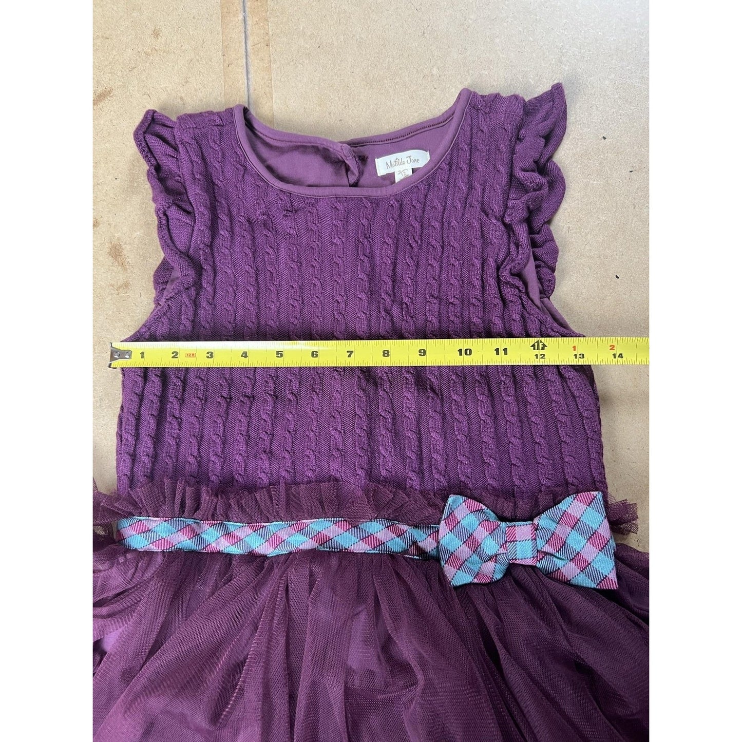 Matilda Jane Dress Girls 12 Purple Tutu Dress Midi Tulle Bow Belted Party