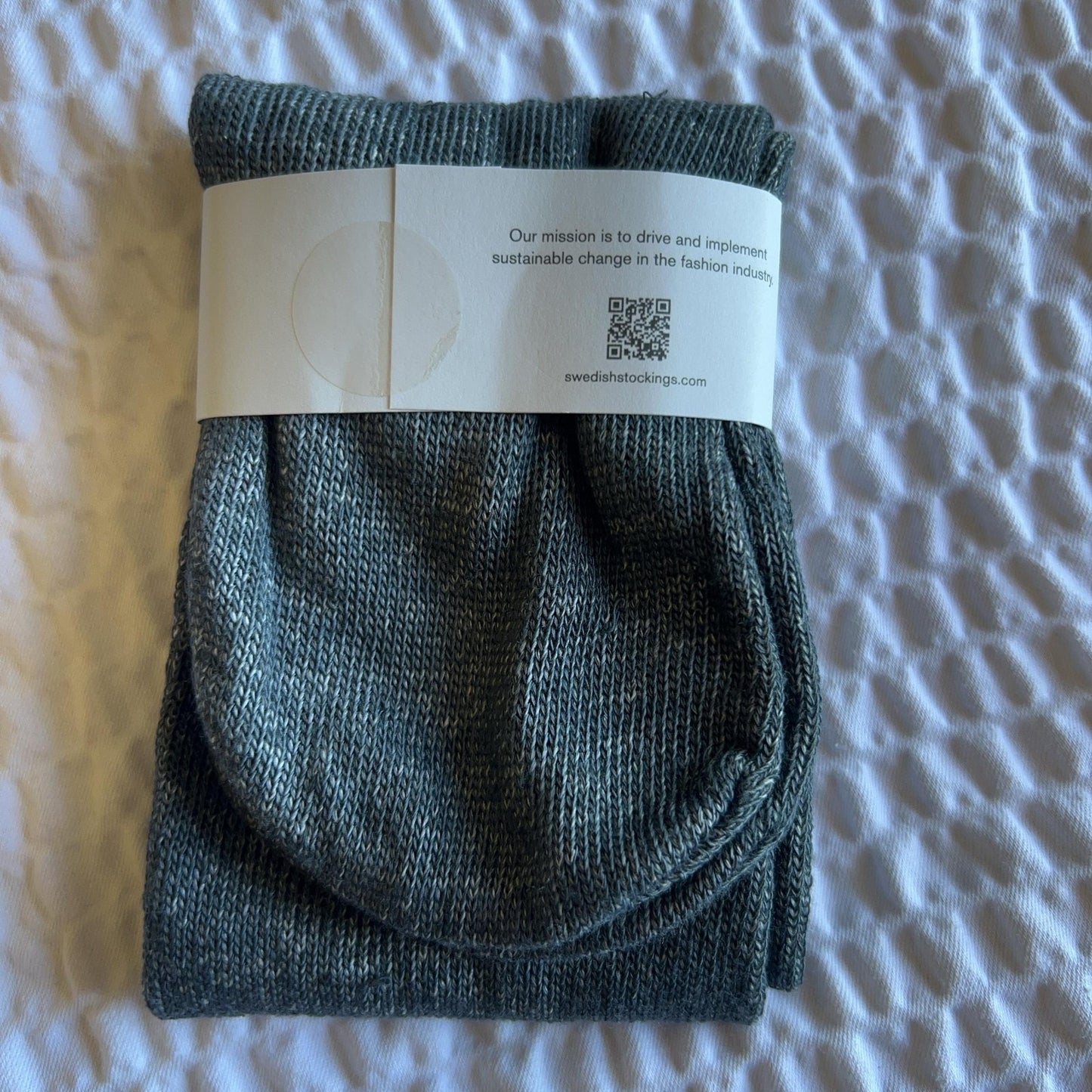 Swedish Stockings Crew Socks Unisex One Size Green Mid Calf Cotton Blend