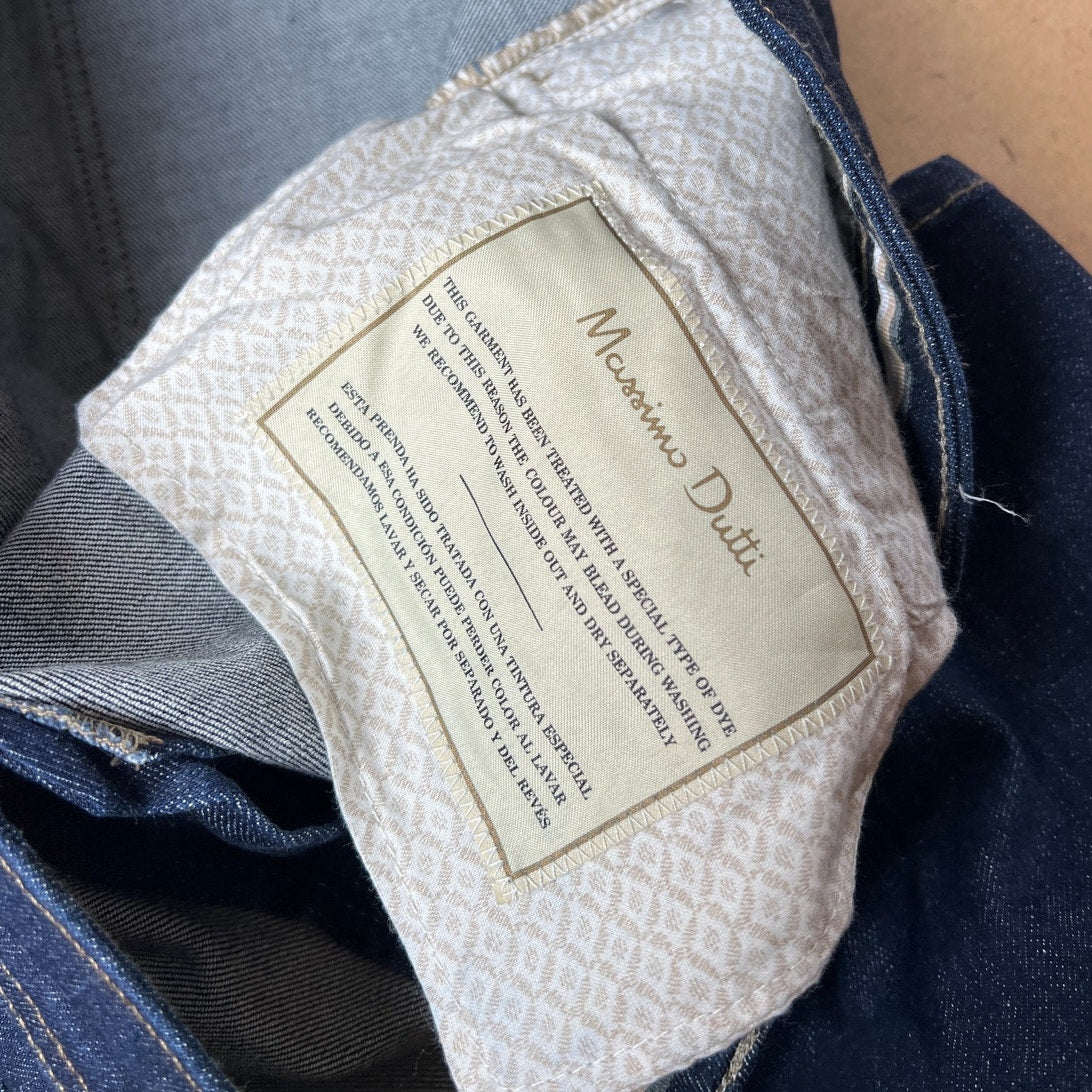 Massimo Dutti Size 34 Cropped Hem Dark Wash Straight leg Blue Jeans