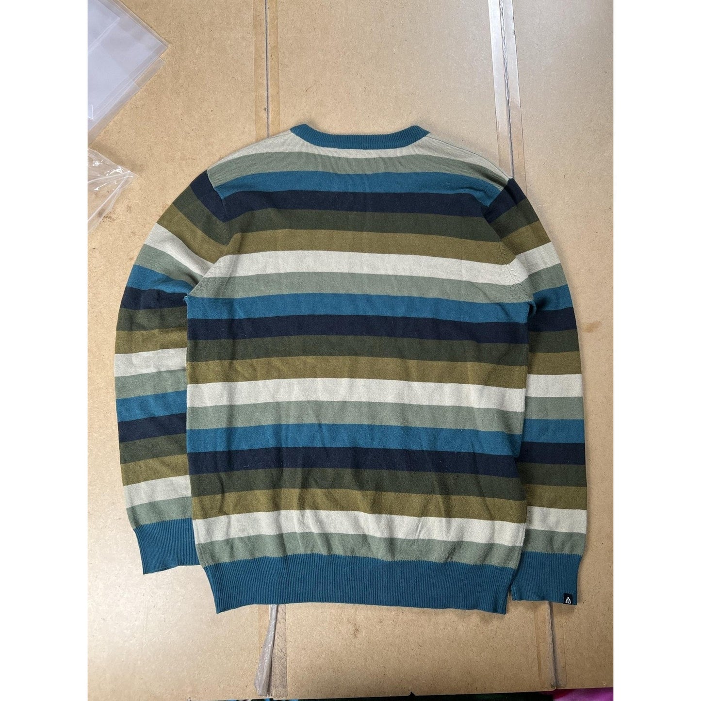 Matix Sweater Mens L Multicolor Pullover Crew Neck Knit Lightweight Striped Logo