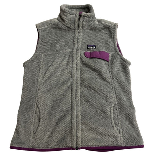 Patagonia Women's Re-tool Synchilla Vest Gray Purple Size Large L - EUC