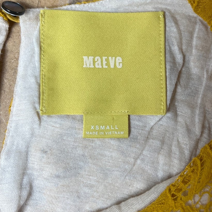 Maeve Anthropologie Vera Lace Yellow A-Line Pocket Summer Dress Size XS