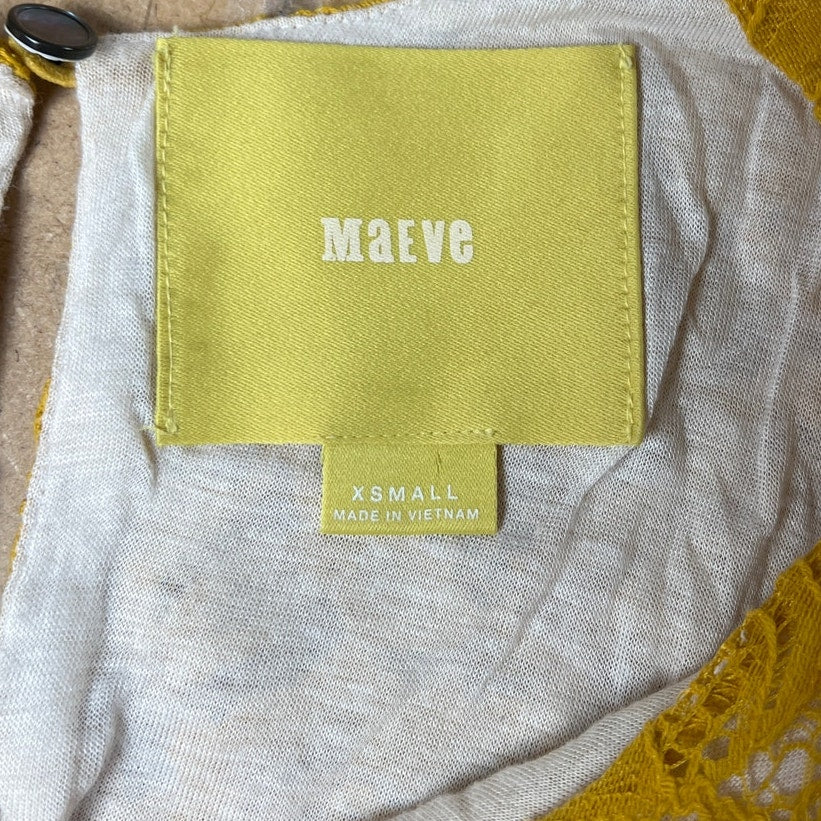 Maeve Anthropologie Vera Lace Yellow A-Line Pocket Summer Dress Size XS