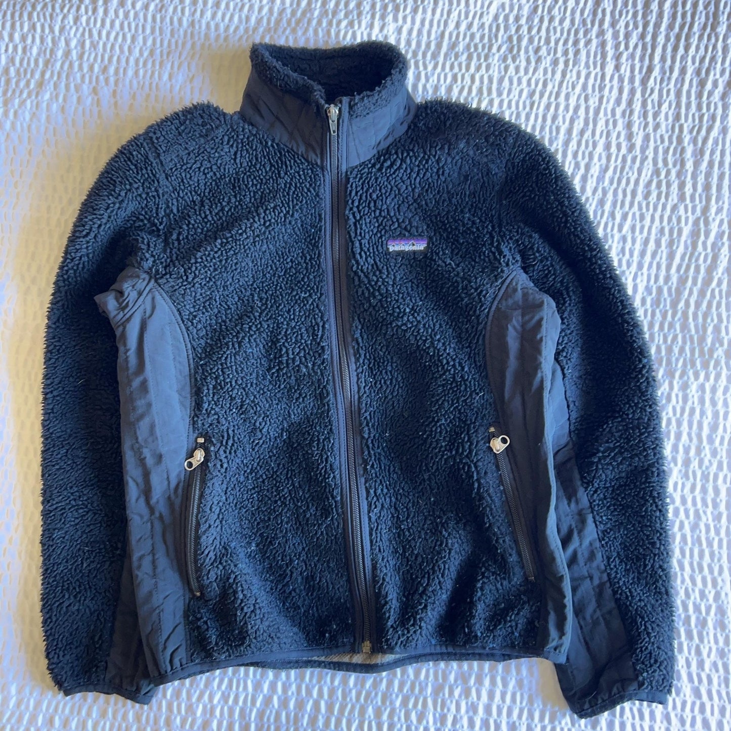 Patagonia Sweater Womens M Black Full Zip Fleece Pockets Heavyweight Collared