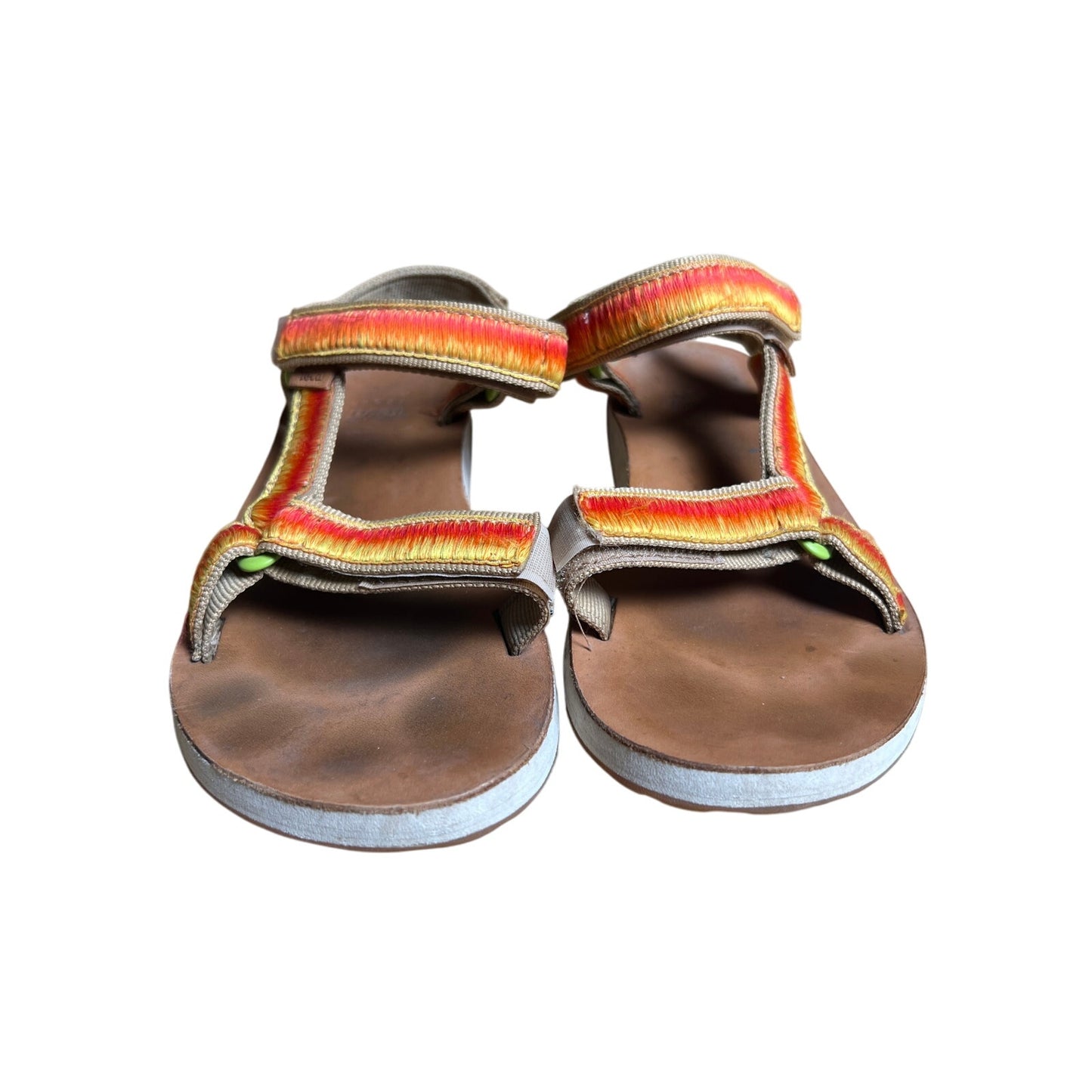 Teva Original Universal Sandals Womens 8 Orange Ombre Thread Leather Hook Loop