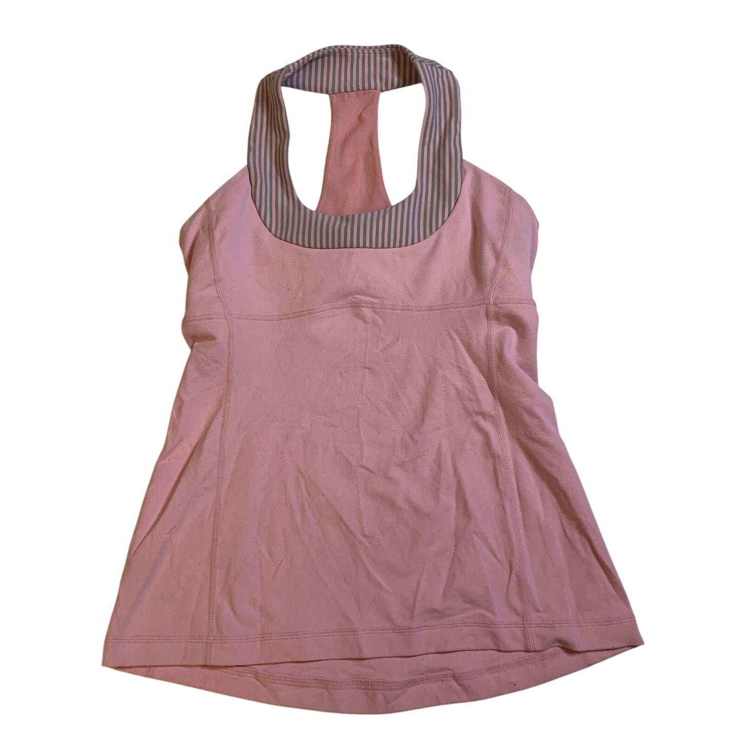 lululemon racerback light pink and striped athletic tank top Size 6