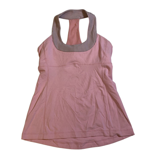 lululemon racerback light pink and striped athletic tank top Size 6