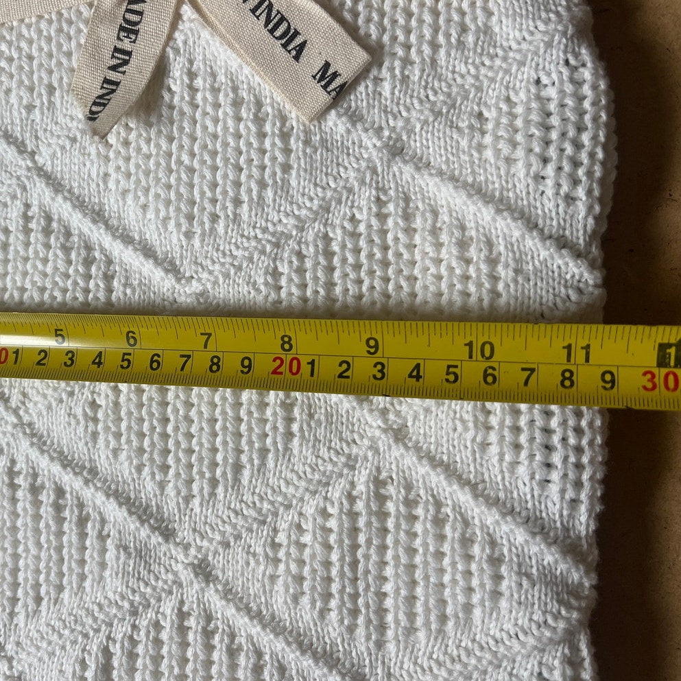 NWT Made In India Toddler White Crochet Blanket
