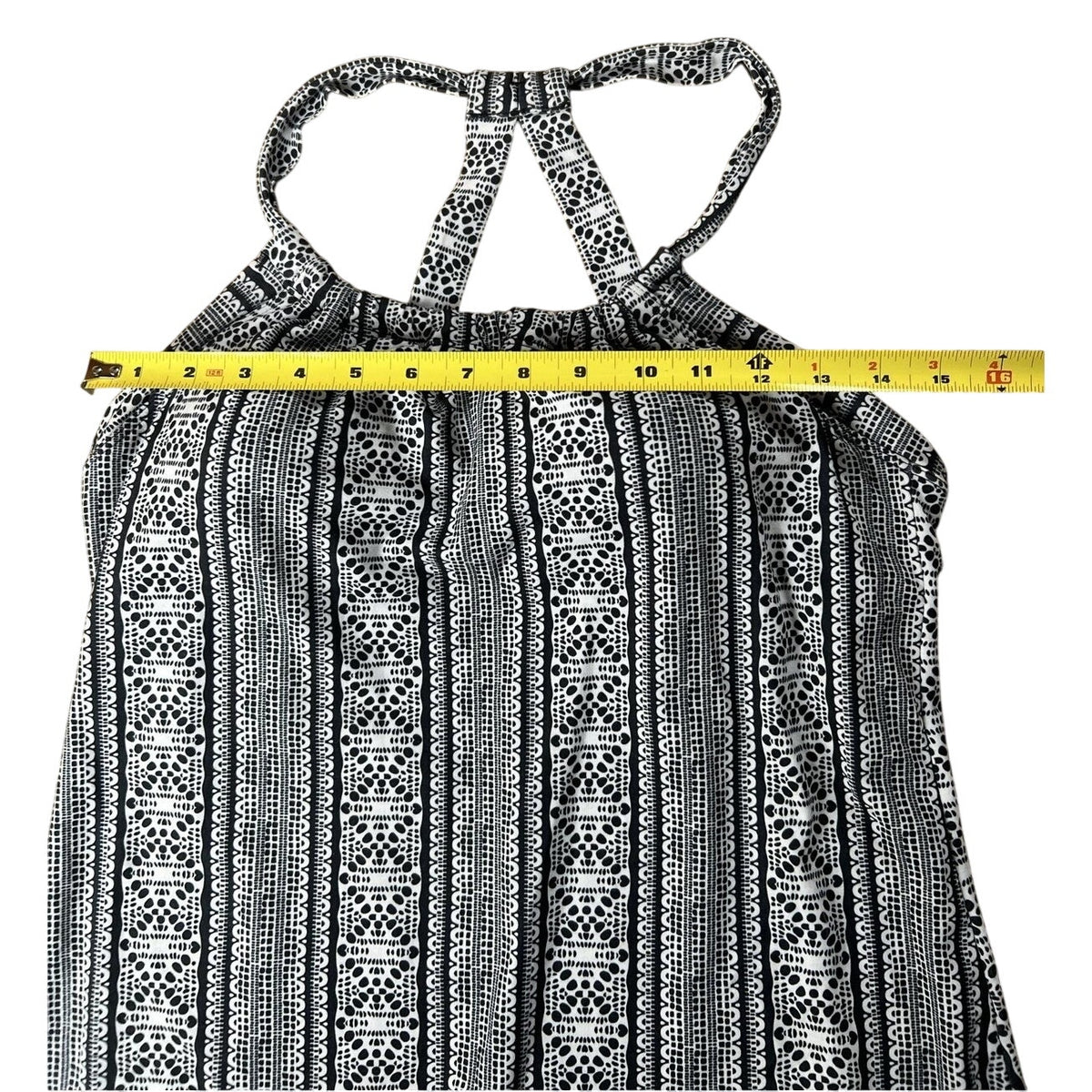 PrAna Dress Womens S Black Striped Knee Length Sundress Halter Lined Pullover