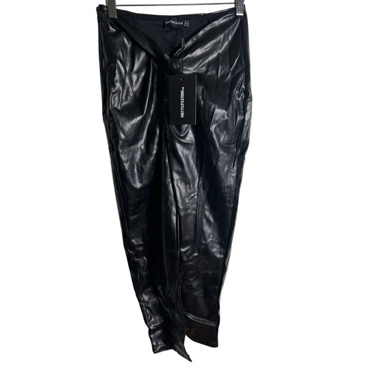 NWT Pretty Little Thing Black Faux Leather Pants Women's Size 6