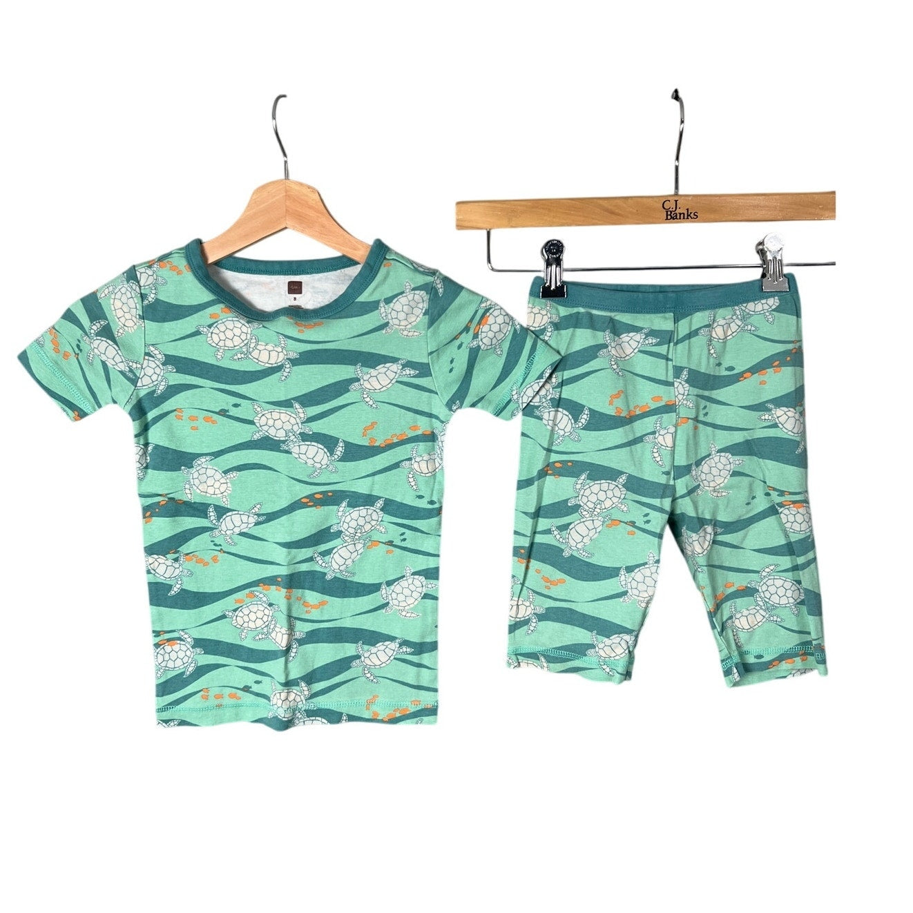 Tea Collection Boys Green Turtle Pajama Set Size 8