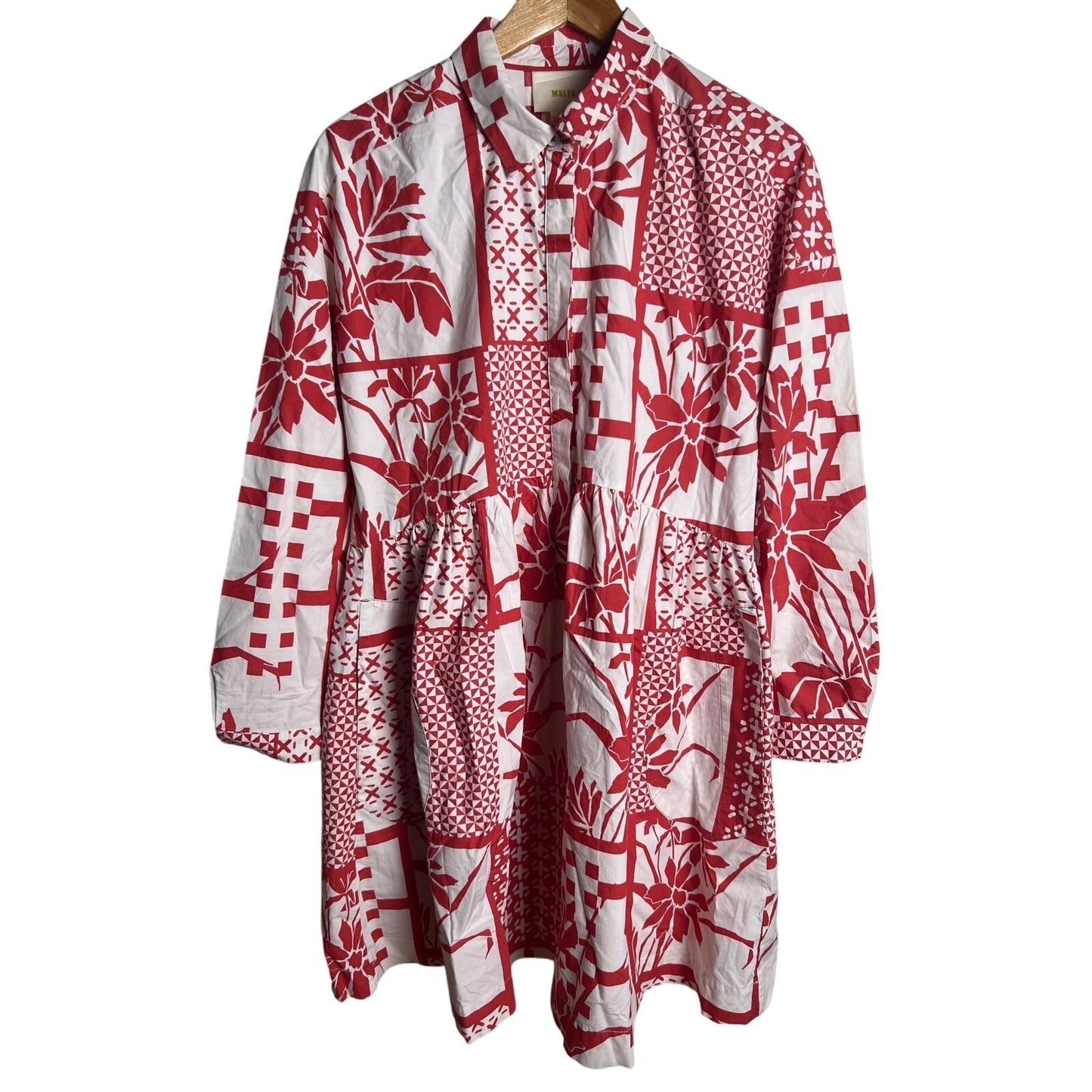 Anthropologie Maeve Printmaker Patchwork Shirt Dress Size M