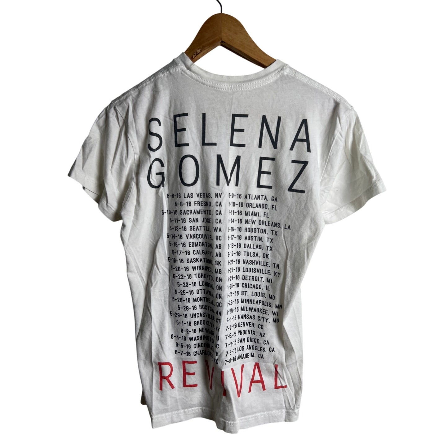 Selena Gomez Revival Tour White Graphic T-shirt 2016 Size XS
