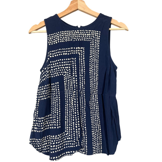 Boden Navy Blue Sleeveless Blouse Pleated Tank Top Women's Size 6