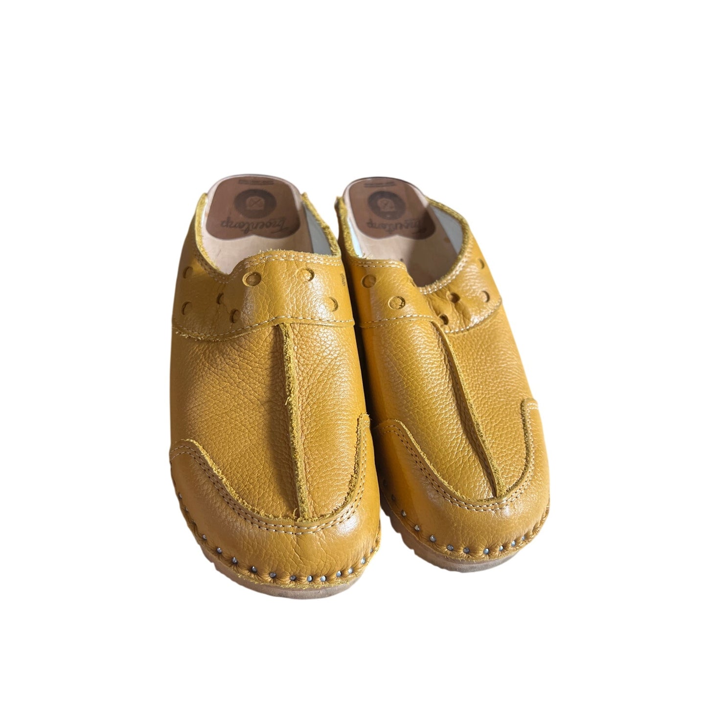 Gently Worn Swedish Leather and Wooden Troentorp Clogs Size 37