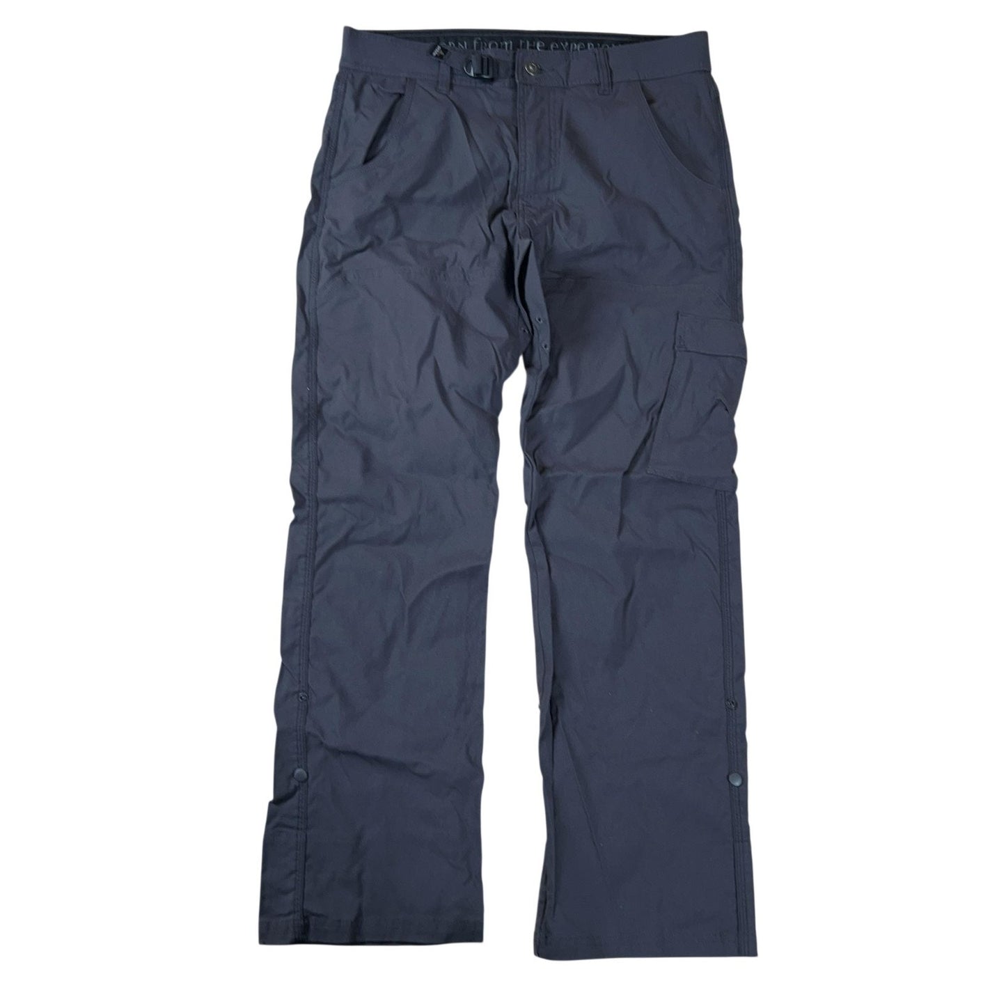PrAna Pants Mens 32x30 Gray Cargo Nylon Slim Stretch Adjustable Waist Travel