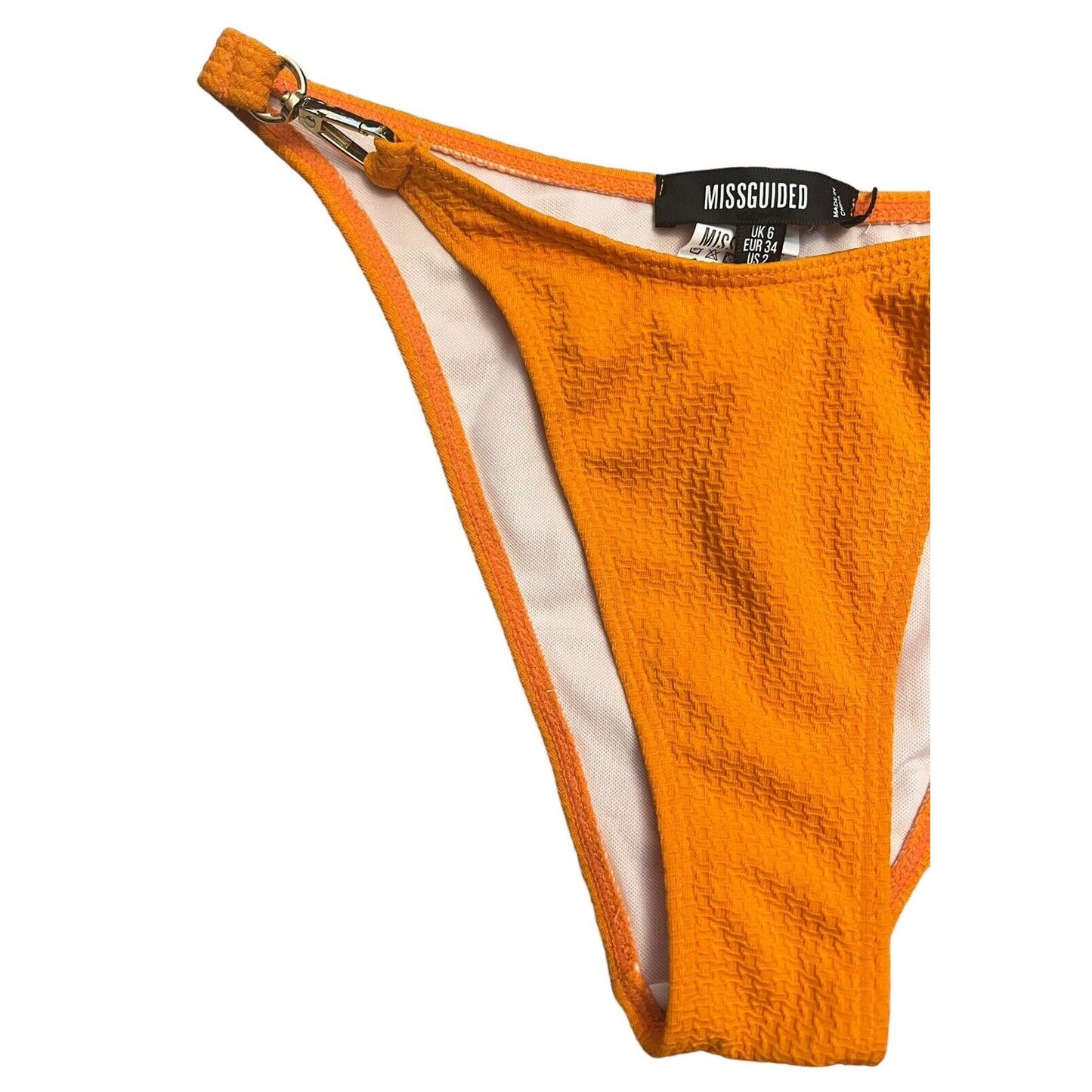 Missguided Women's 2 Orange Soft Touch High Leg Tanga Bikini Bottom NWT