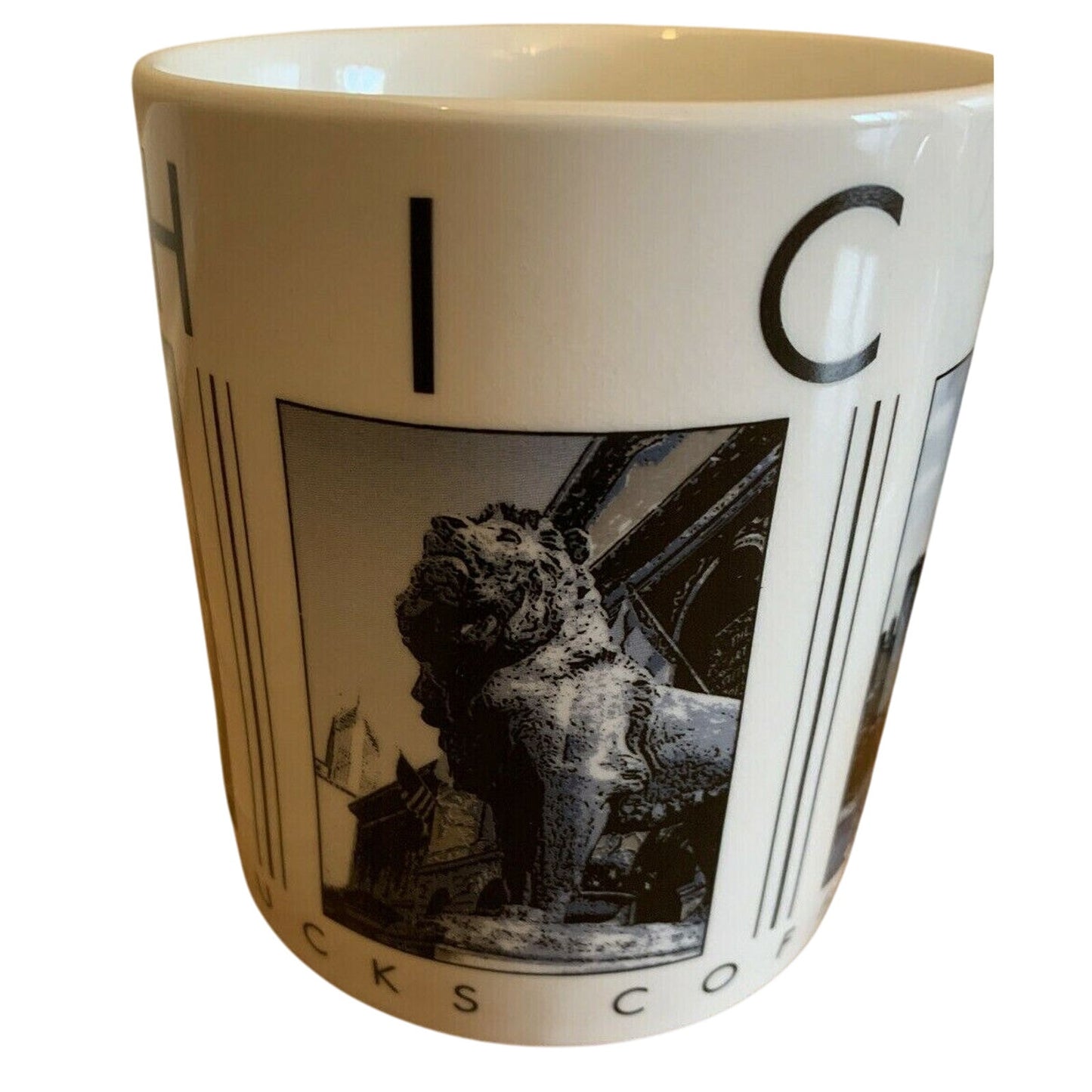 Starbucks 2003 CHICAGO City Scenes Barista 14oz coffee mug set - Qty 2